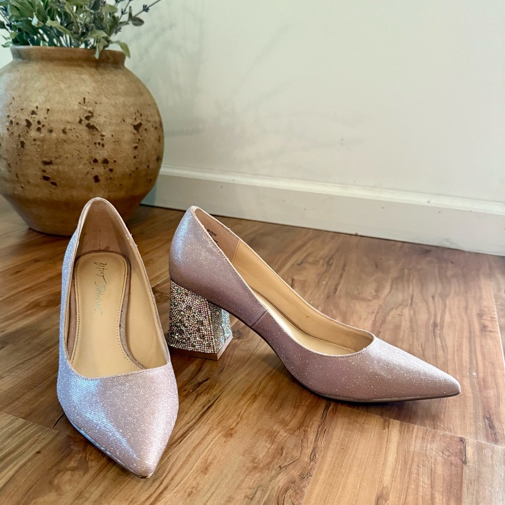 Betsey Johnson Paige Rhinestone and Glitter Bridal Heels